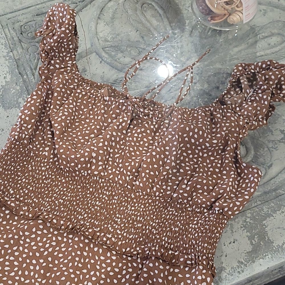 𝅺womens Summer Ruffle Sleeve Sweetheart Neckline Printing Dress Mini Dress - Picture 3 of 12